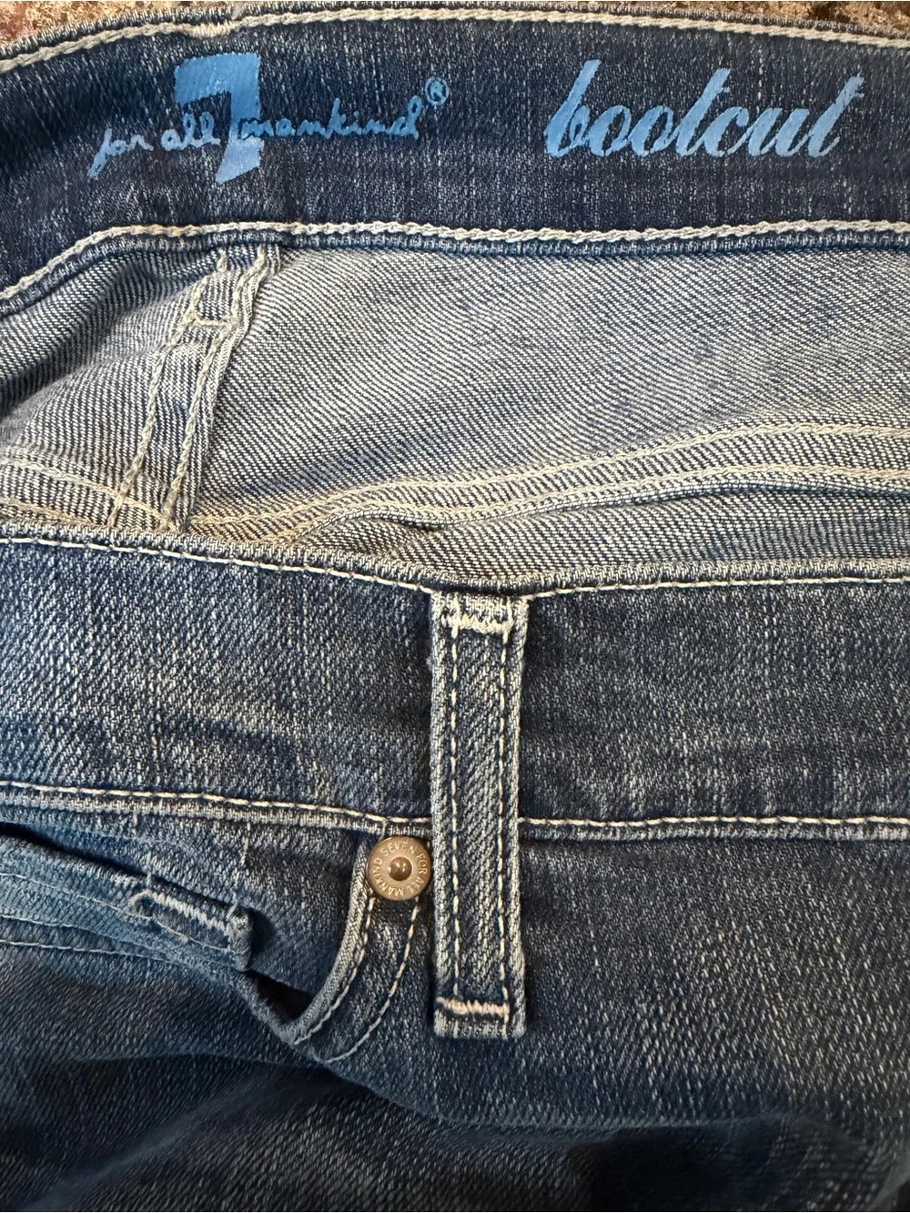 7 For All Mankind Low Rise Bootcut Blue Denim Jeans Sz 27 - Picture 6 of 8